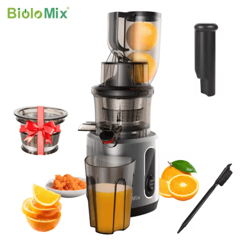 BioloMix Cold Press Juicer Slow Masticating Juicer With 75mm Wide Feed Chute For Whole Fruits 1