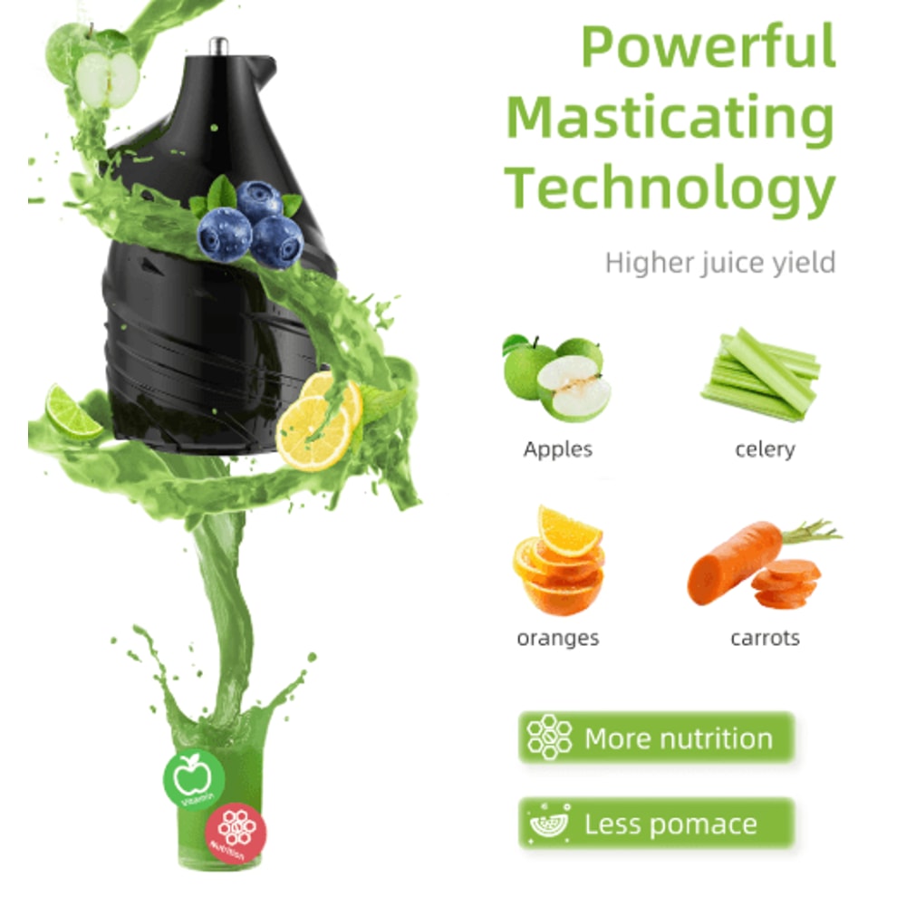 BioloMix Cold Press Juicer Slow Masticating Juicer With 75mm Wide Feed Chute For Whole Fruits 5