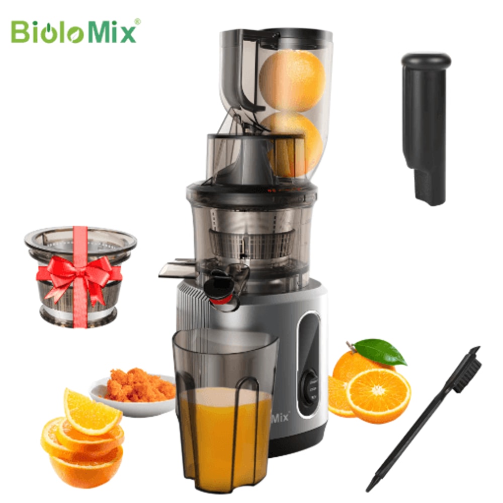 BioloMix Cold Press Juicer Slow Masticating Juicer With 75mm Wide Feed Chute For Whole Fruits 0
