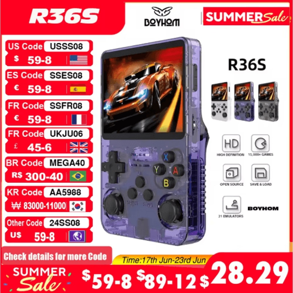 R36S Retro Handheld Game Console Linux Portable Gaming Device With 35 IPS Screen 64GB Games 3