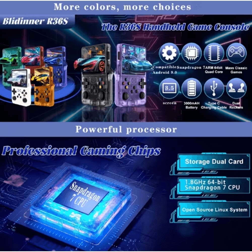 R36S Retro Handheld Game Console Linux Portable Gaming Device With 35 IPS Screen 64GB Games 5