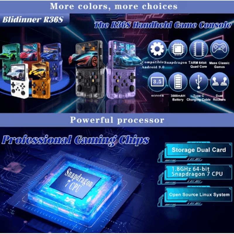 R36S Retro Handheld Game Console Linux Portable Gaming Device With 35 IPS Screen 64GB Games 5