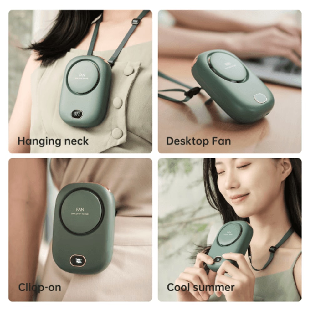Vissko Bladeless Neck Hanging Fan USB Rechargeable HandsFree Mini Cooling Fan For Travel Kids 6