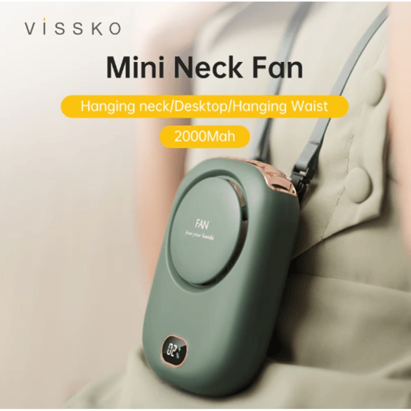 Vissko Bladeless Neck Hanging Fan USB Rechargeable HandsFree Mini Cooling Fan For Travel Kids 0