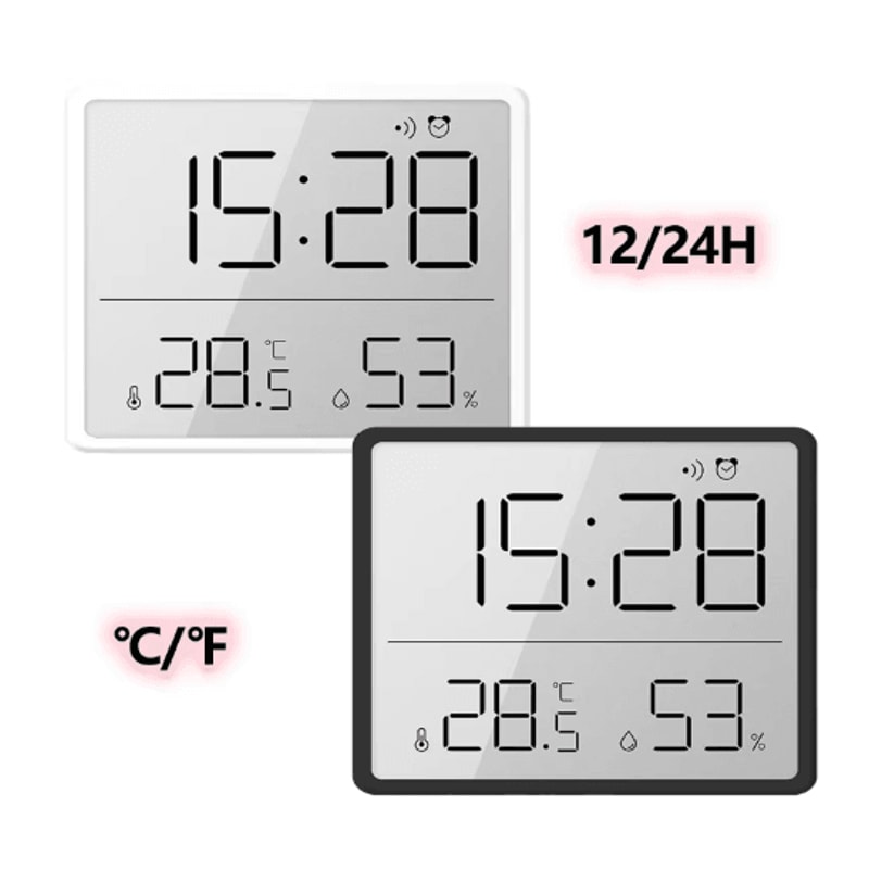 Ultra Thin Digital Alarm Clock With Temperature Hygrometer LCD Magnetic Desk Clock 6