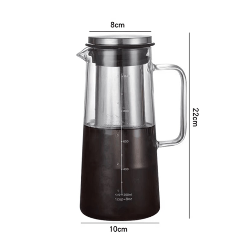 Leeseph Cold Brew Coffee Maker 1L Glass Pitcher With Stainless Steel Filter Tea Infuser 1