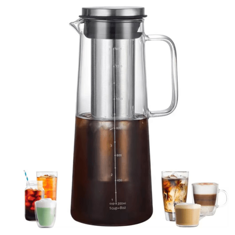 Leeseph Cold Brew Coffee Maker 1L Glass Pitcher With Stainless Steel Filter Tea Infuser 0