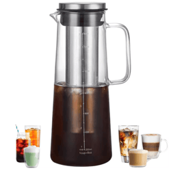 leeseph cold brew coffee maker 1l glass pitcher with stainless steel filter & tea infuser
