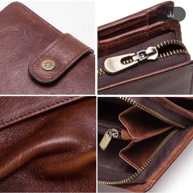 Vintage RFID Leather Wallet For Men Genuine Leather Zip Wallet With Coin Pocket 9