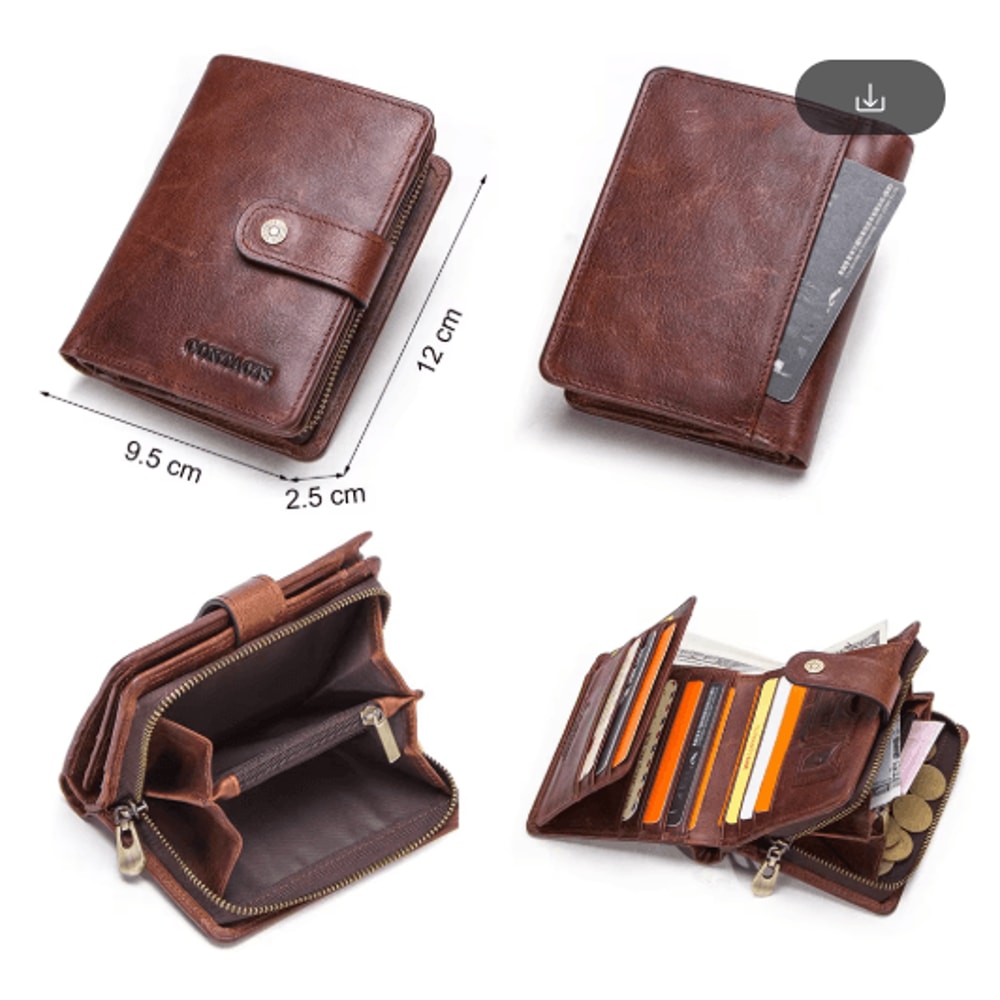 Vintage RFID Leather Wallet For Men Genuine Leather Zip Wallet With Coin Pocket 11