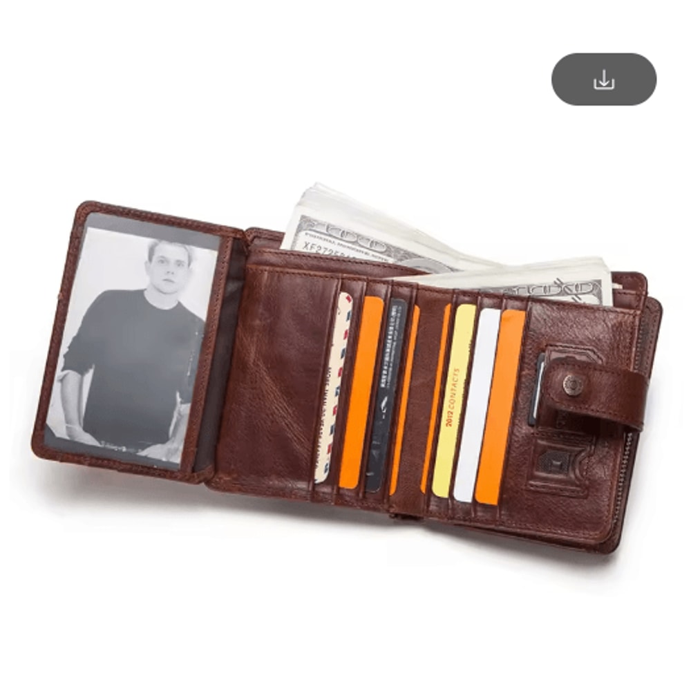 Vintage RFID Leather Wallet For Men Genuine Leather Zip Wallet With Coin Pocket 13