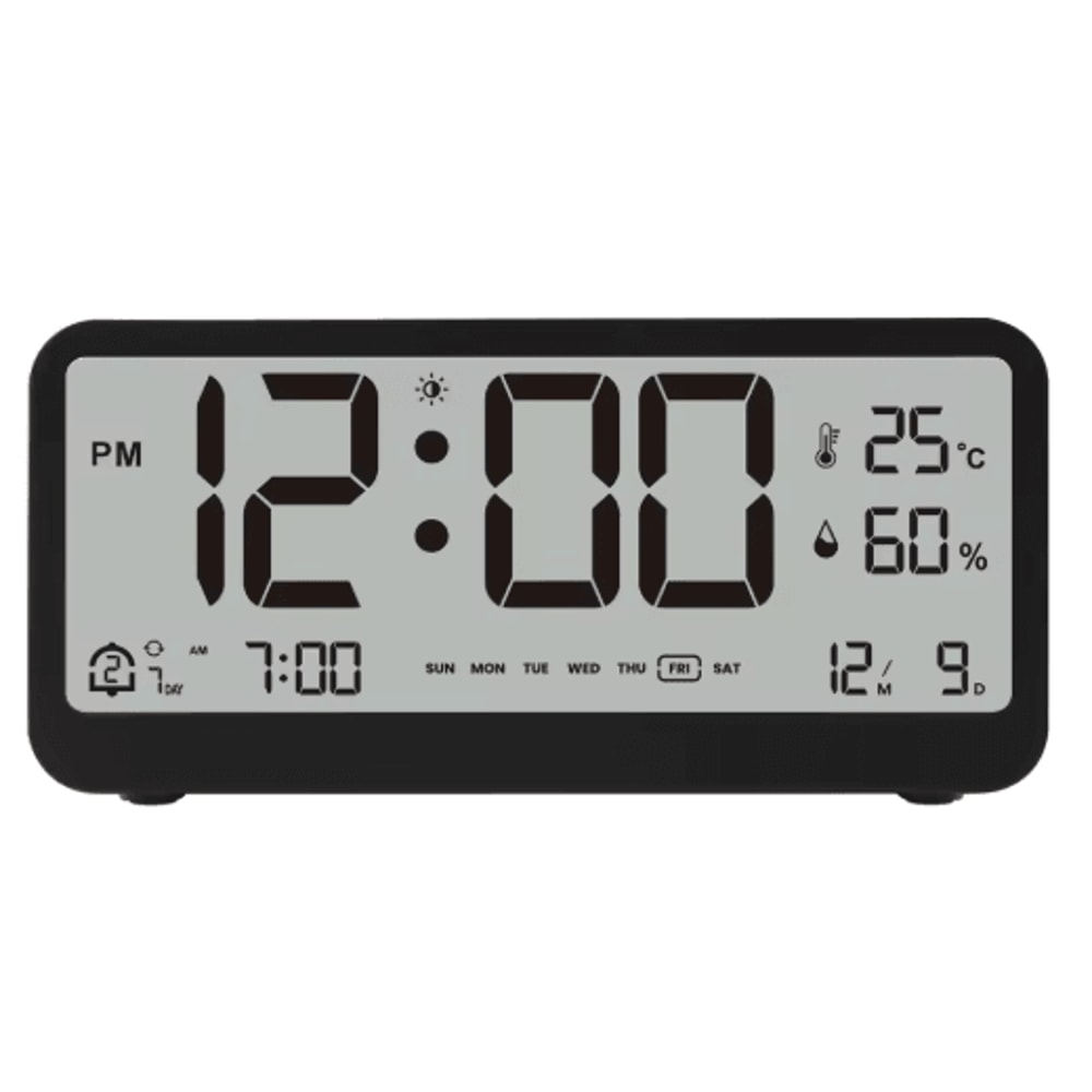 8001 EN Digital Alarm Clock With LED Display Dual Alarm Temperature Humidity Monitor 2