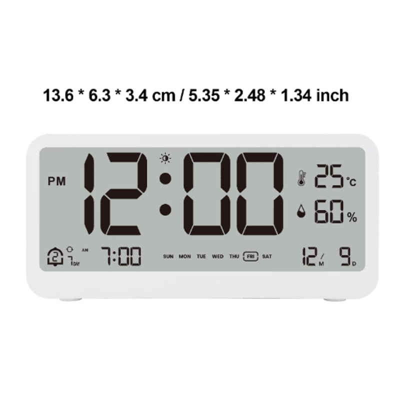 8001 EN Digital Alarm Clock With LED Display Dual Alarm Temperature Humidity Monitor 3