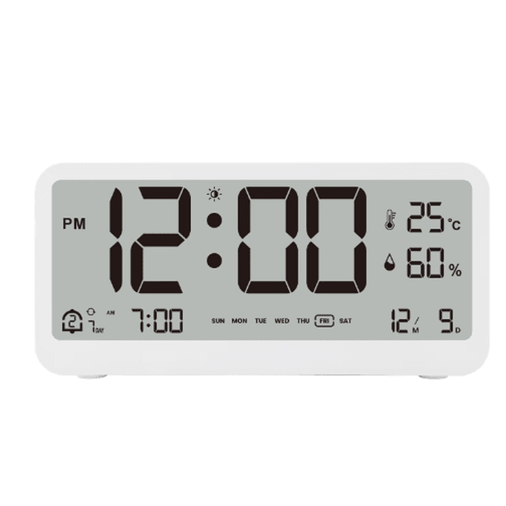 8001 EN Digital Alarm Clock With LED Display Dual Alarm Temperature Humidity Monitor 0