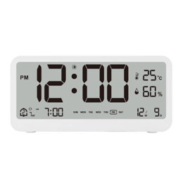 8001 en digital alarm clock with led display dual alarm temperature & humidity monitor