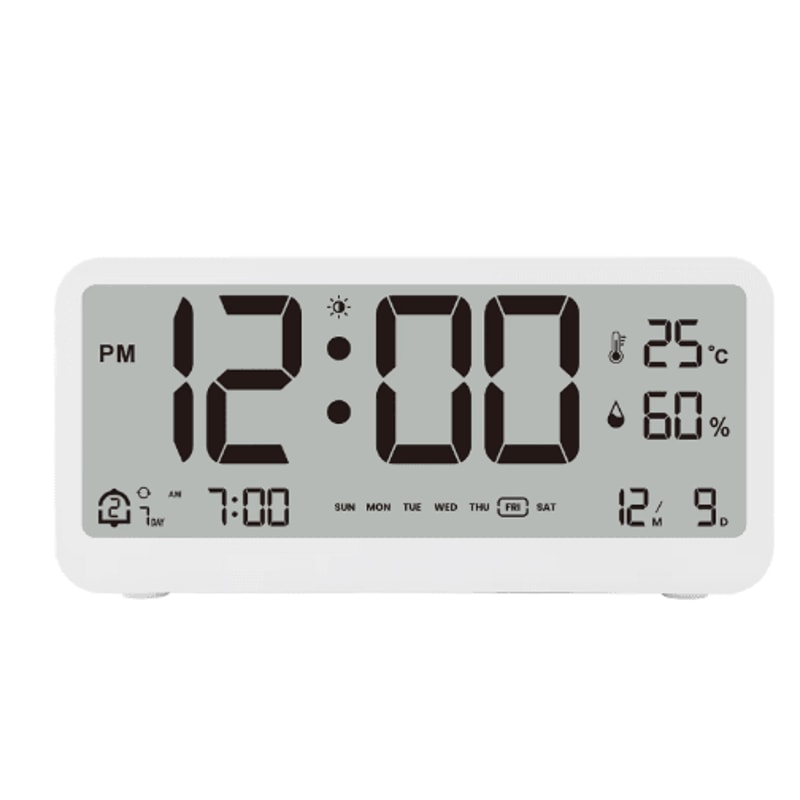 8001 EN Digital Alarm Clock With LED Display Dual Alarm Temperature Humidity Monitor 0