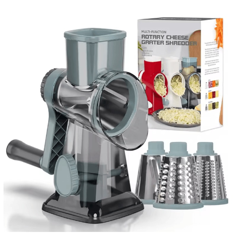 LMETJMA Rotary Cheese Grater 3in1 Manual Vegetable Slicer Nut Grinder 1