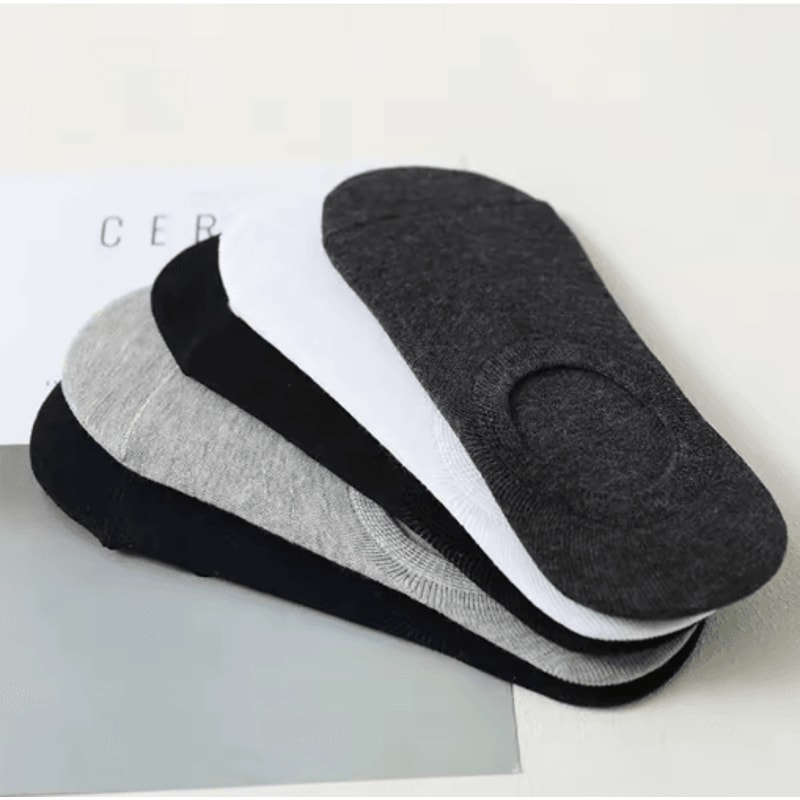 5Pair Set Mens Invisible Socks Cotton No Show Ankle Socks With Silicone Grip 1