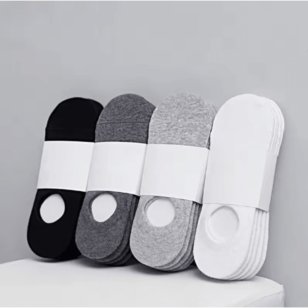 5Pair Set Mens Invisible Socks Cotton No Show Ankle Socks With Silicone Grip 0