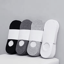 5-pair set mens invisible socks cotton no show ankle socks with silicone grip