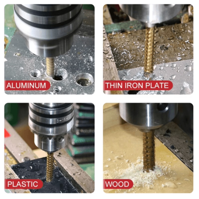 6Piece Step Drill Bit Set Titanium Coated MultiSize Metal Wood Hole Cutter Kit 2