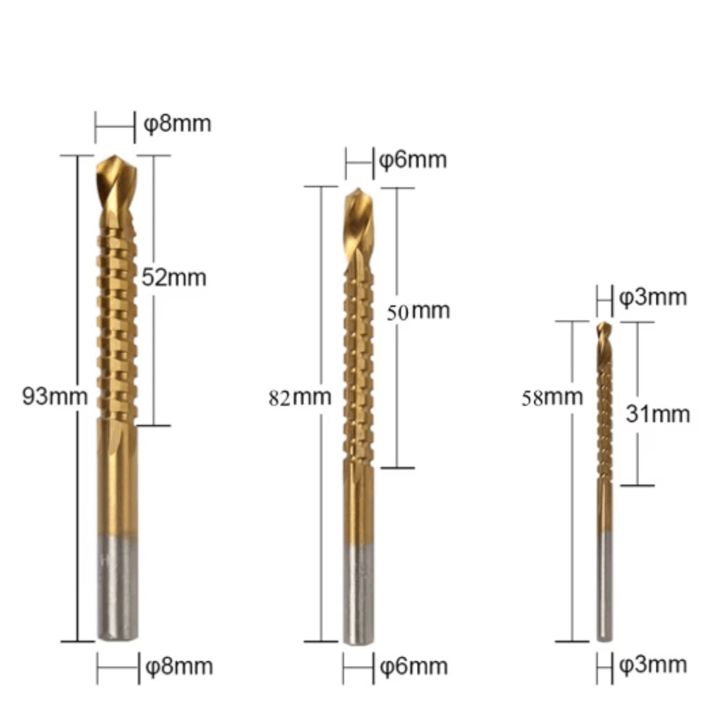 6Piece Step Drill Bit Set Titanium Coated MultiSize Metal Wood Hole Cutter Kit 4