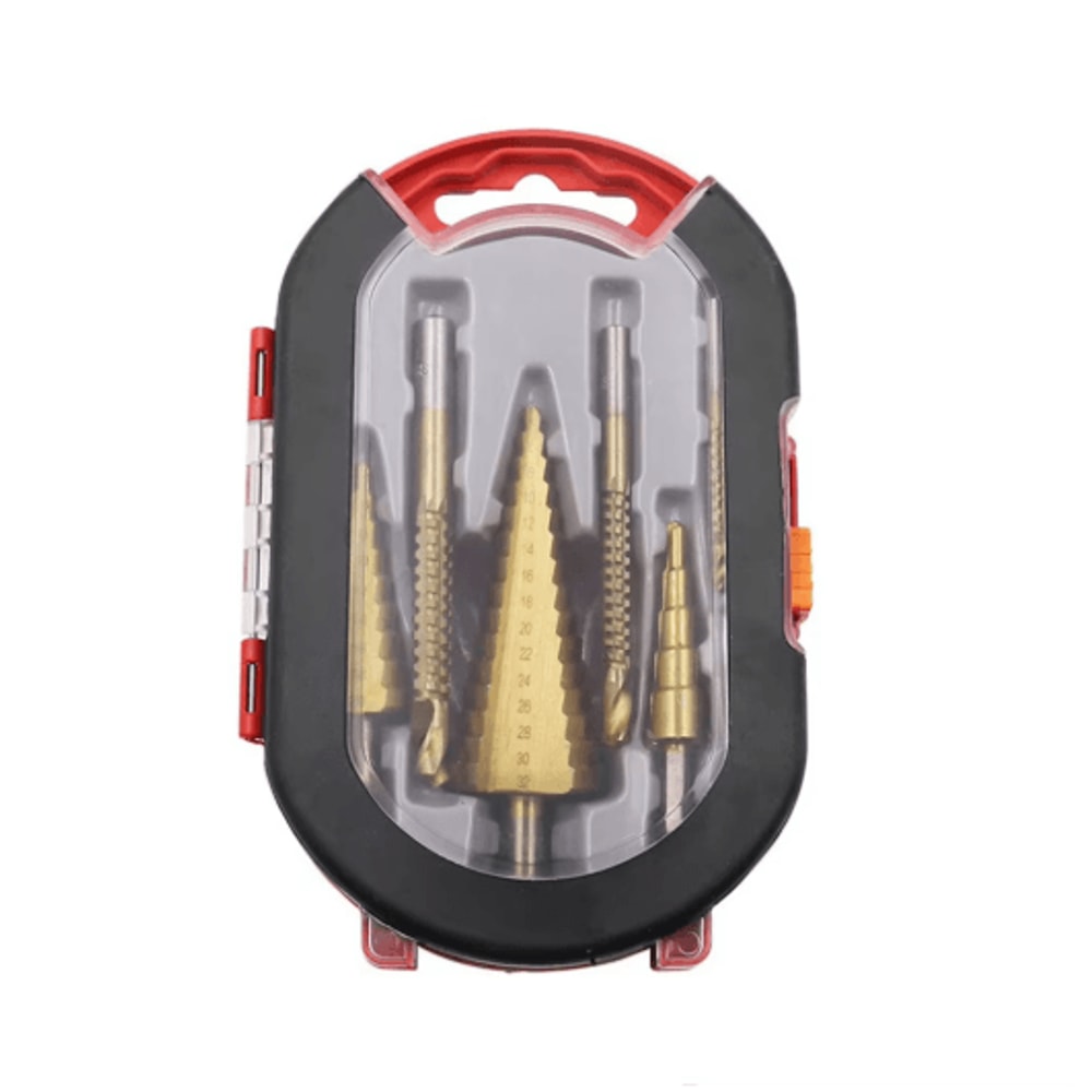 6Piece Step Drill Bit Set Titanium Coated MultiSize Metal Wood Hole Cutter Kit 6