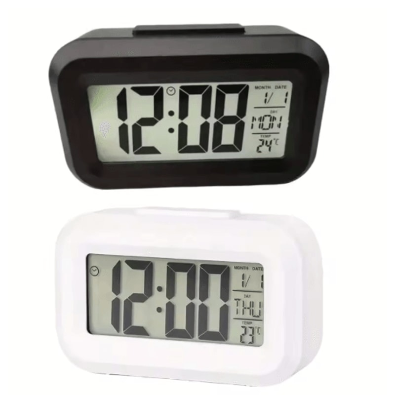 Smart Digital Alarm Clock With LCD Display Temperature Calendar LED Backlight 6