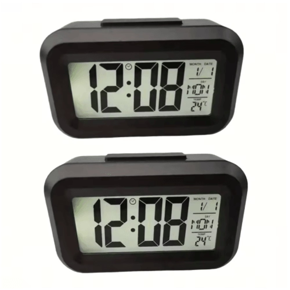 Smart Digital Alarm Clock With LCD Display Temperature Calendar LED Backlight 8