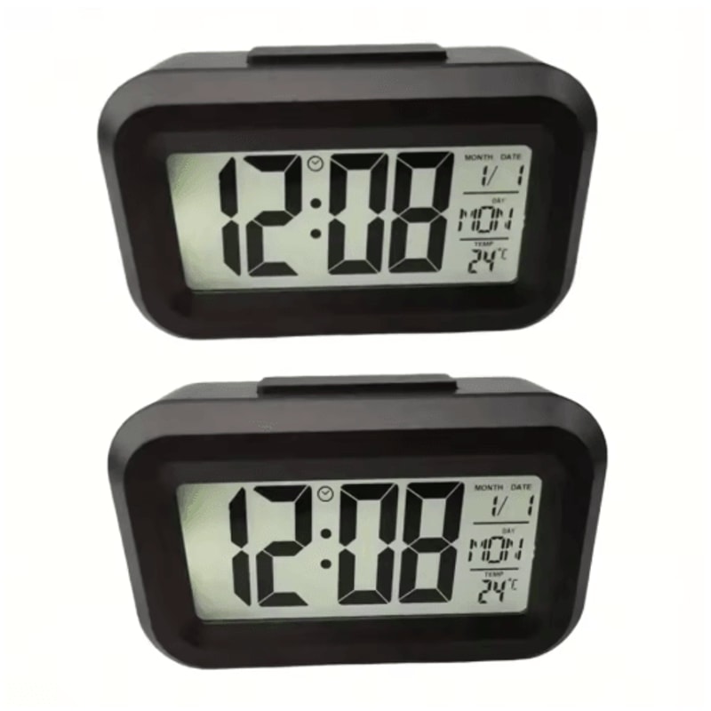 Smart Digital Alarm Clock With LCD Display Temperature Calendar LED Backlight 8