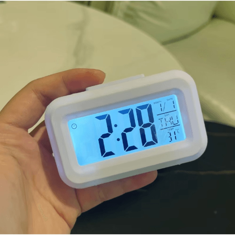 Smart Digital Alarm Clock With LCD Display Temperature Calendar LED Backlight 15