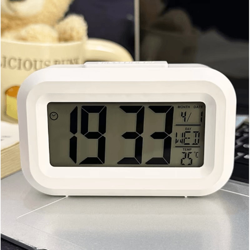 Smart Digital Alarm Clock With LCD Display Temperature Calendar LED Backlight 16