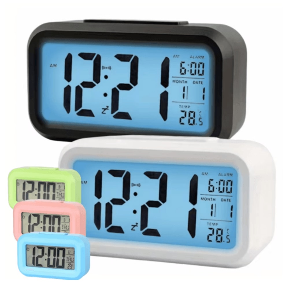 Smart Digital Alarm Clock With LCD Display Temperature Calendar LED Backlight 0