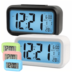 smart digital alarm clock with lcd display temperature calendar & led backlight