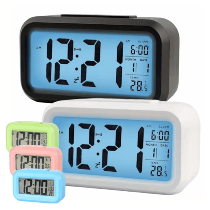 Smart Digital Alarm Clock With LCD Display Temperature Calendar LED Backlight 0