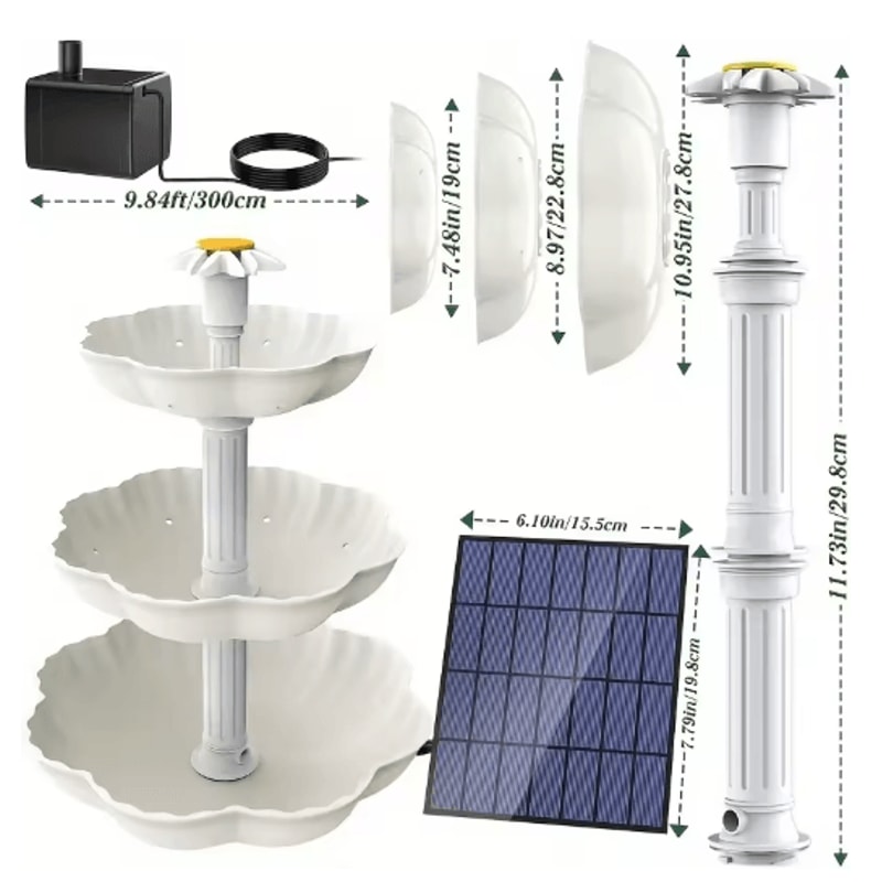 DIY Solar Bird Bath Fountain Detachable Solar Water Fountain Pump For Garden Decor 6