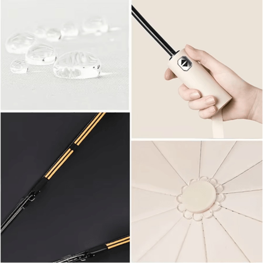 12Bone Automatic Folding Umbrella Windproof UV Protection Compact Travel Umbrella 9
