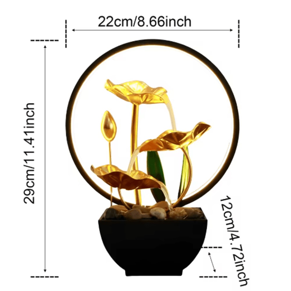 Relaxing Tabletop Water Fountain USB Desktop Waterfall With LED Lights Natural Rocks 2