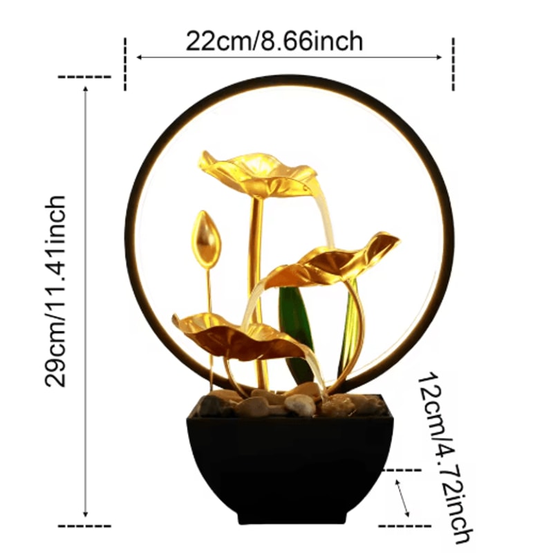 Relaxing Tabletop Water Fountain USB Desktop Waterfall With LED Lights Natural Rocks 2