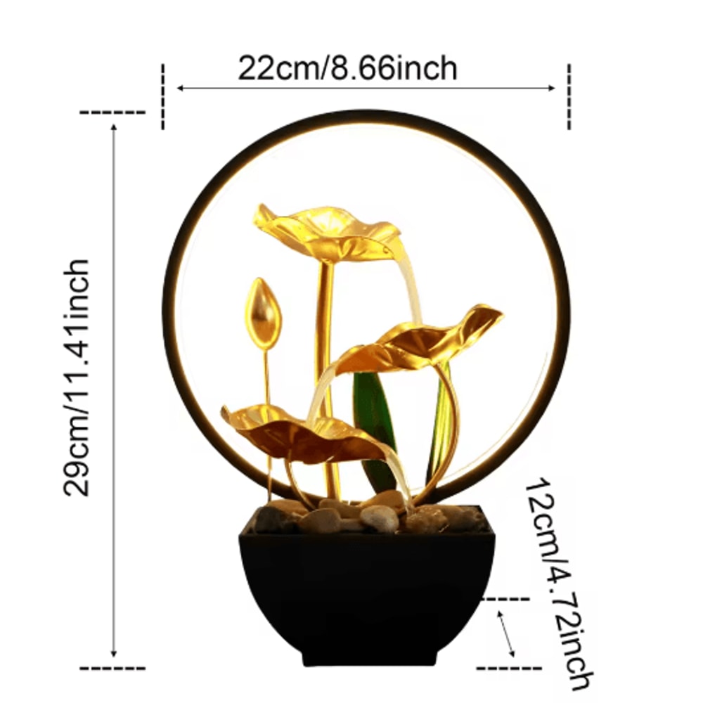 Relaxing Tabletop Water Fountain USB Desktop Waterfall With LED Lights Natural Rocks 3