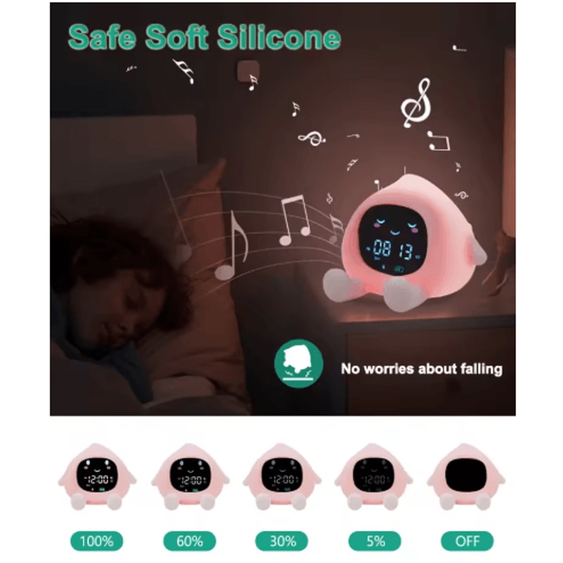 ORIA Kids Sleep Training Clock Rechargeable Alarm Clock With Color Night Light Child Lock 2