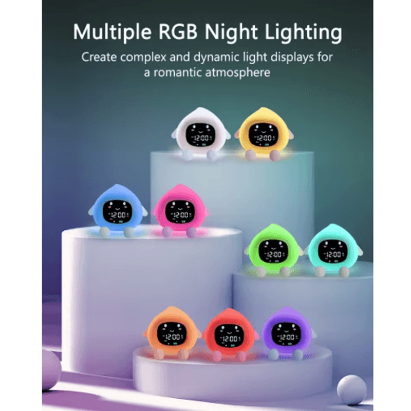 ORIA Kids Sleep Training Clock Rechargeable Alarm Clock With Color Night Light Child Lock 3