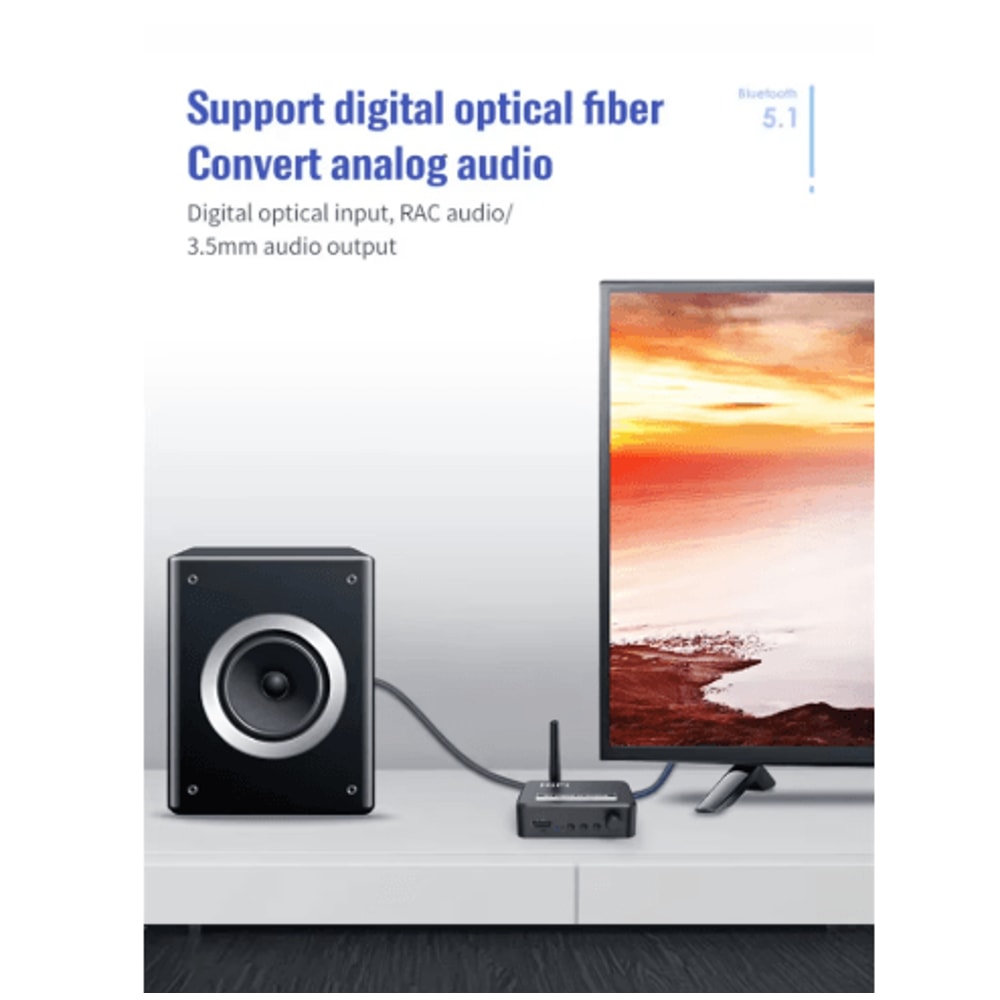 VIKEFON Bluetooth Audio DAC Optical SPDIF To RCA 35mm AUX Converter With Bluetooth 50 5