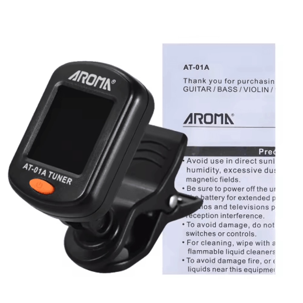 AROMA AT01A ClipOn Guitar Tuner Rotatable LCD Chromatic Tuner For Guitar Bass Ukulele 2
