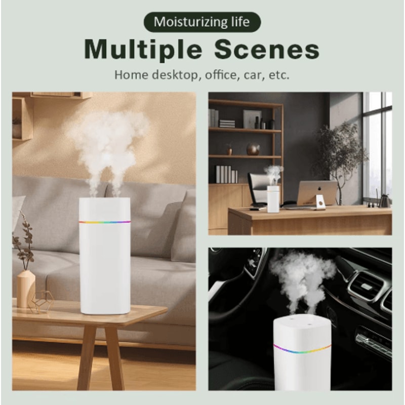 600ml Portable Humidifier USB Cool Mist Aroma Oil Diffuser With Color Night Light 2
