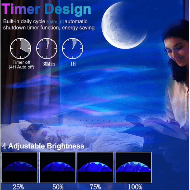 Aurora Galaxy Star Projector Bluetooth Northern Lights Starry Sky Night Lamp 7