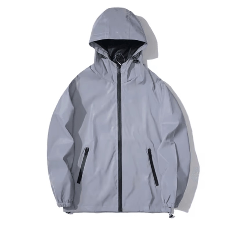 Mens Reflective Jacket Waterproof Hooded Windbreaker Hip Hop Streetwear Coat 1