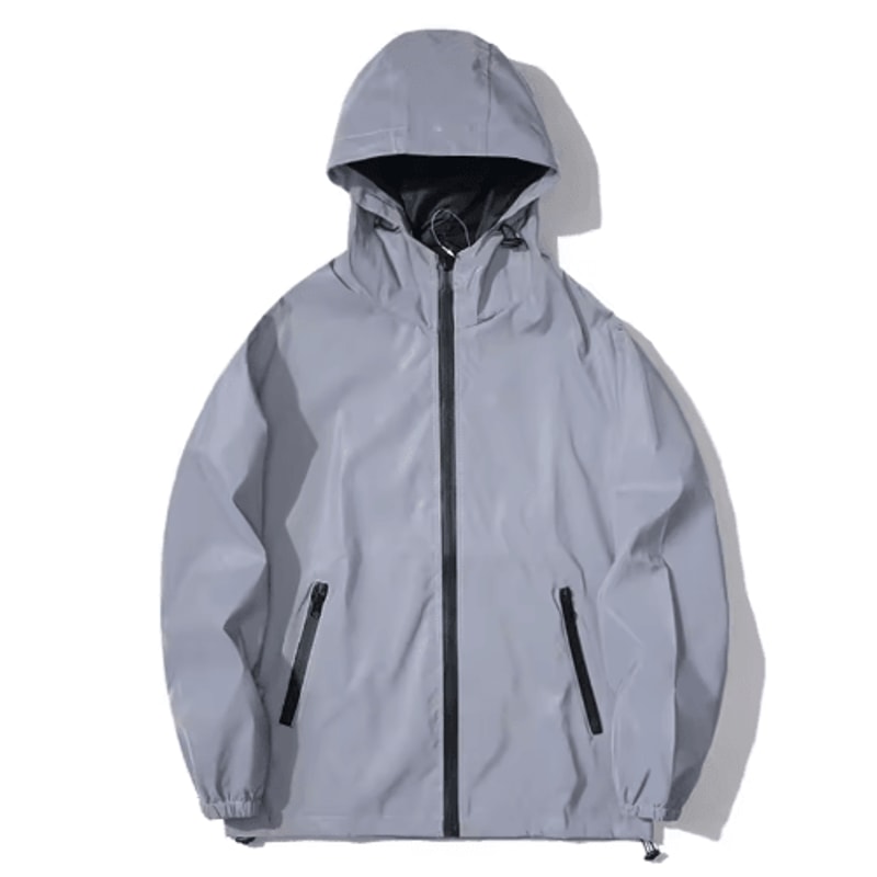Mens Reflective Jacket Waterproof Hooded Windbreaker Hip Hop Streetwear Coat 4