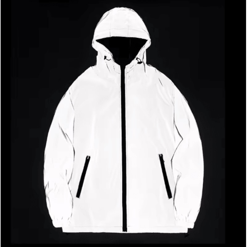 Mens Reflective Jacket Waterproof Hooded Windbreaker Hip Hop Streetwear Coat 0