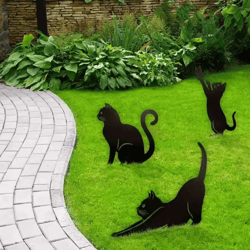 metal cat garden stake ornament – decorative outdoor yard & balcony accent